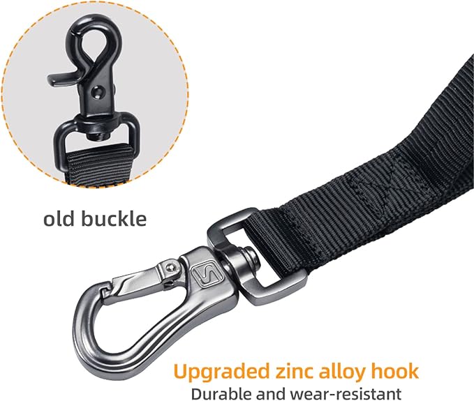 EXCELLENT ELITE SPANKER Tactical Bungee Dog Leash Military Adjustable Dog Leash Quick Release Elastic Leads Rope with 2 Control Handle(Black-PurrikoPets