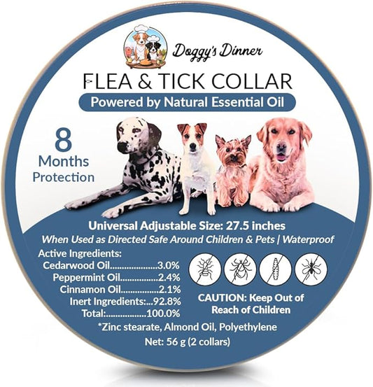 Flea and Tick Collar for Dogs, Cats – Natural Essential Oils – Long-Lasting 8 Month Protection – Waterproof, Adjustable – Safe for Puppies, Kittens, Sensitive Skin-PurrikoPets