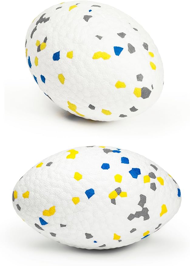 4.72" Indestructible Large Rugby Balls for Aggressive Chewers Durable Olive Bouncy Interactive Football Toy for Dogs Fetch Game Lightweight Floating Outdoor Training, White-PurrikoPets
