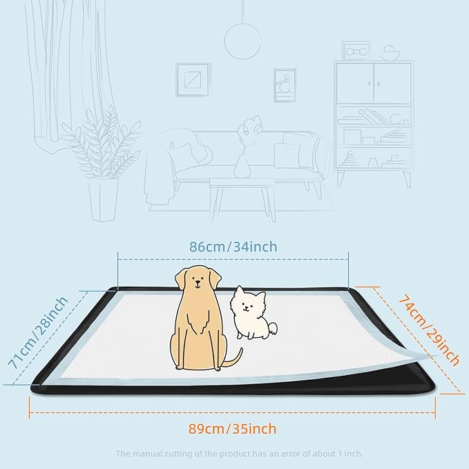 Dog Pee Pad Holder, Oxford Cloth Material, Fit 28"x34" Pad,Puppy Pad Holder, 8 Powerfu Magnetic Clips, Indoor Dog Potty, Black-PurrikoPets
