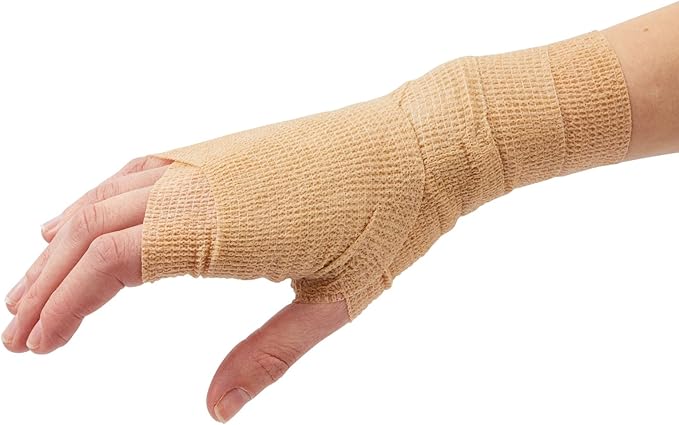 12-Rolls Self Adherent Bandage Wrap, Vet Tape - 3 in x 5 Yds Breathable, Elastic Cohesive Wrap Tape for Wrist, Swelling, Sports, Tattoo (Tan)-PurrikoPets