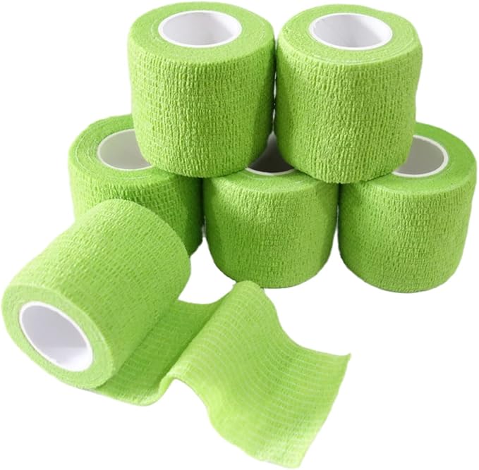 6 Pack 2" x 5 Yards Self Adhesive Bandage Wrap Breathable Cohesive Vet Wrap for Pets, Elastic Self-Adherent Tape for Sports, Wrist, Ankle (Green)-PurrikoPets