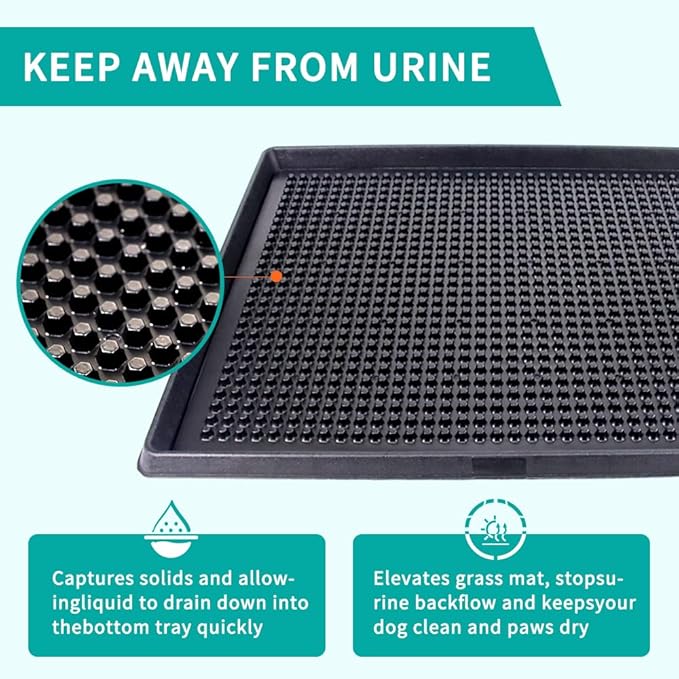 Dog Grass Pad with Tray 30"X20" - Portable Artificial Turf Potty Training Pee Mat for Large or Medium Dogs, Indoor/Outdoor Dog Litter Box for Balcony/Patio, Washable Reusable Fake Grass-PurrikoPets