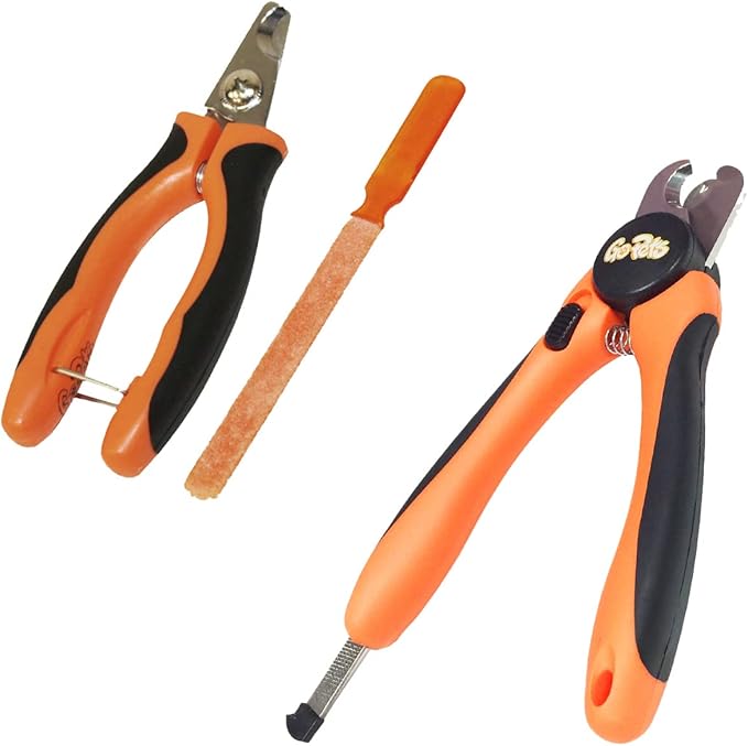 GoPets Pet Nail Clipper Bundle for Dogs and Cats with Large and Small Nail Trimmer with Free Nail File Grinder with Quick Guard and Angled Blades for Safety 2 Nail Cutter Bundle-PurrikoPets