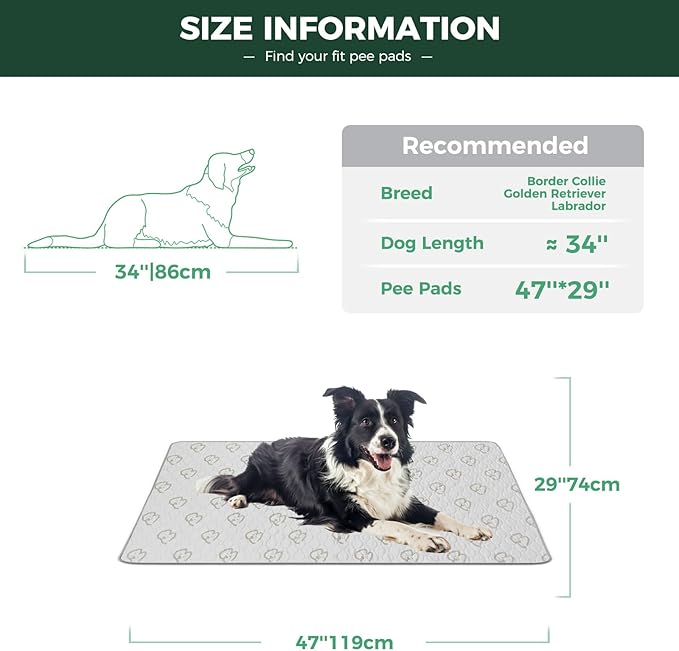 FXW Washable Pee Pads for Dogs, Puppy Pads with Super Absorbent, Specifically Designed for 48inch Cages, 47" × 29" Rectangle, Khaki, 2 Packs-PurrikoPets