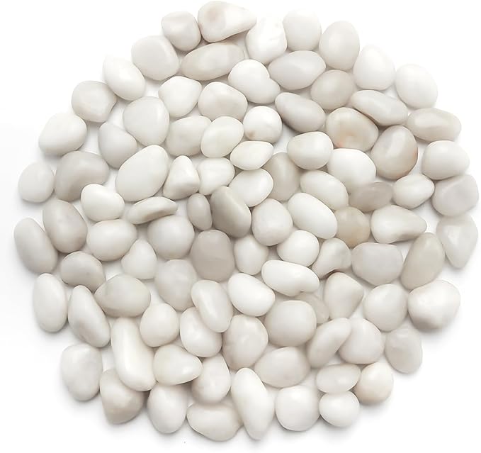 5 Lbs River Rocks for Plants,0.4-1.2 Inch Decorative Ornamental Pebbels, High Polished Stones for Garden Landscaping, Smooth Gravel Filler for Outdoor Plants, Succulents, Fish Tank and Vases, White-PurrikoPets
