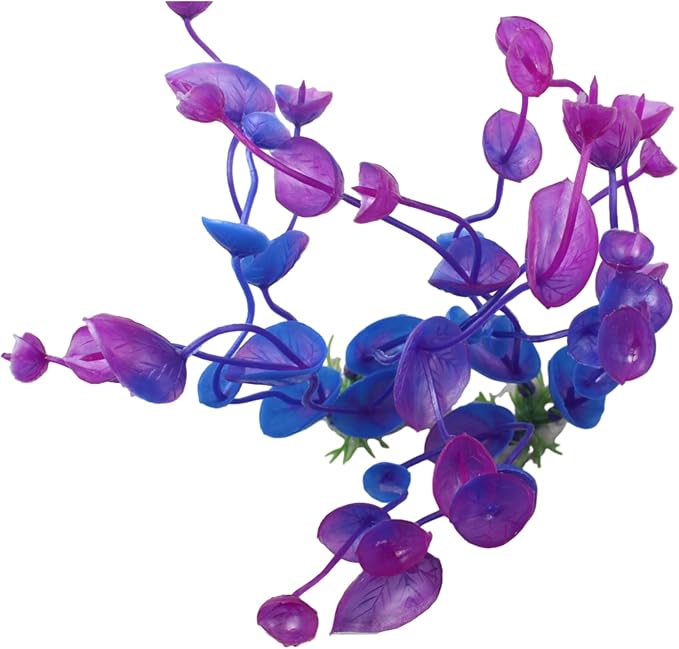 4 Pcs Green Artificial Plastic Plants Fish Tank Plants Fish Aquarium Decoration (Purple)-PurrikoPets