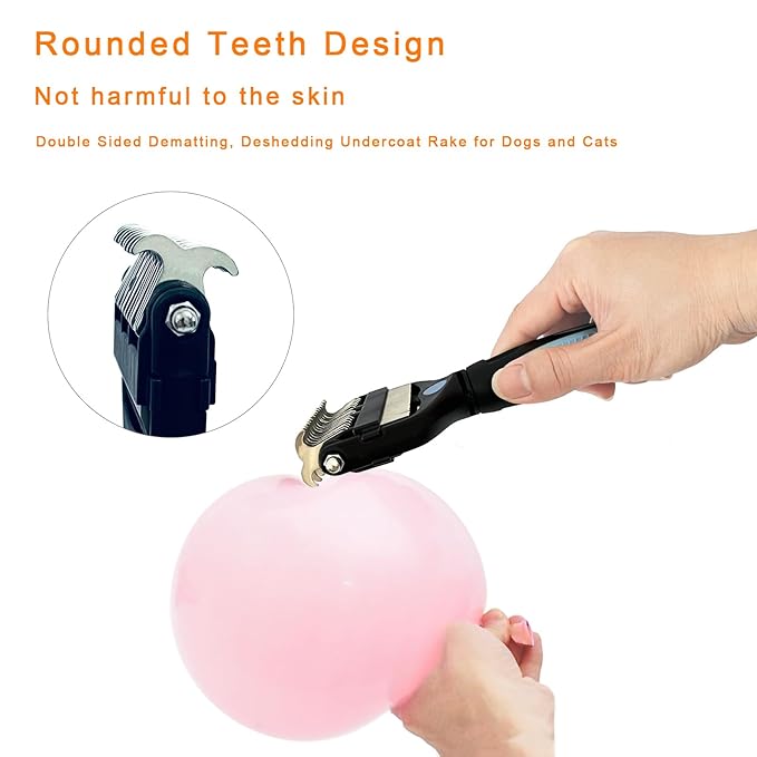 3-in-1 Pet Grooming Brush for Dogs & Cats – Double Sided Deshedding Tool with Stainless Steel Teeth, Detangler Comb & Undercoat Rake | Ergonomic Handle for Matted Fur Removal, Safe for Long/Short Hair-PurrikoPets