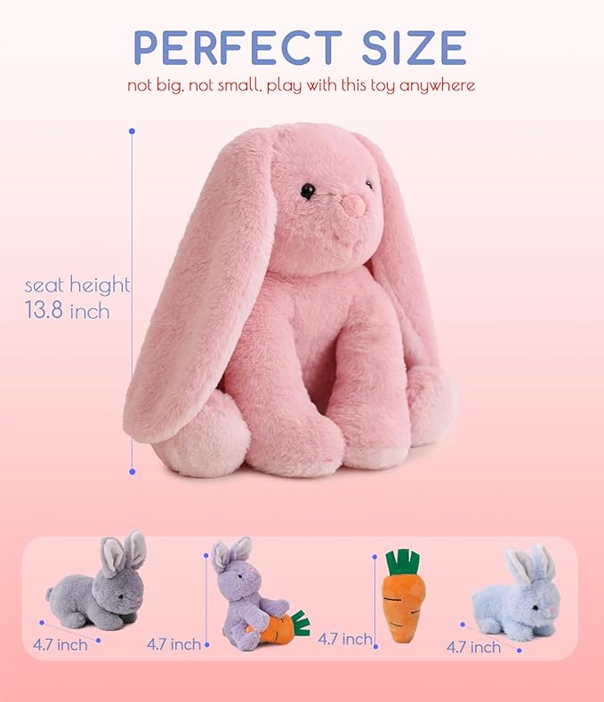 5 Pieces Rabbit Stuffed Animals for Girls,1 Mommy Rabbit with 4 Babies,Plush Bunny Stuffed Toy Gifts for Kids Children 3 4 5 6 7 8 9 Years,Soft Stuffed Bunny for Christmas,Birthday,Party Decorations-PurrikoPets