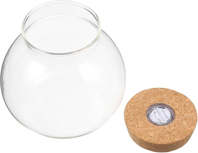 Fish Bowl with LED Light - Small Betta Fish Tank with LED Lighting and Lid Glass Fish Bowl Small Aquarium Glass Terrarium Container Bottle for DIY Landscape, Home Decor-PurrikoPets