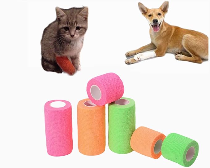 6 Pack 2" x 5 Yards Self Adhesive Bandage Wrap Breathable Cohesive Vet Wrap for Pets, Elastic Self-Adherent Tape for Sports, Wrist, Ankle (Purple)-PurrikoPets