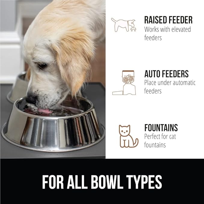 GORILLA GRIP 100% Waterproof Raised Edge BPA Free Silicone Pet Feeding Mat, Dog Cat Food Mats Contain Spills Protects Floors, Placemats for Cats and Dogs Water Bowl, Pets Accessories 16x10, Charcoal-PurrikoPets