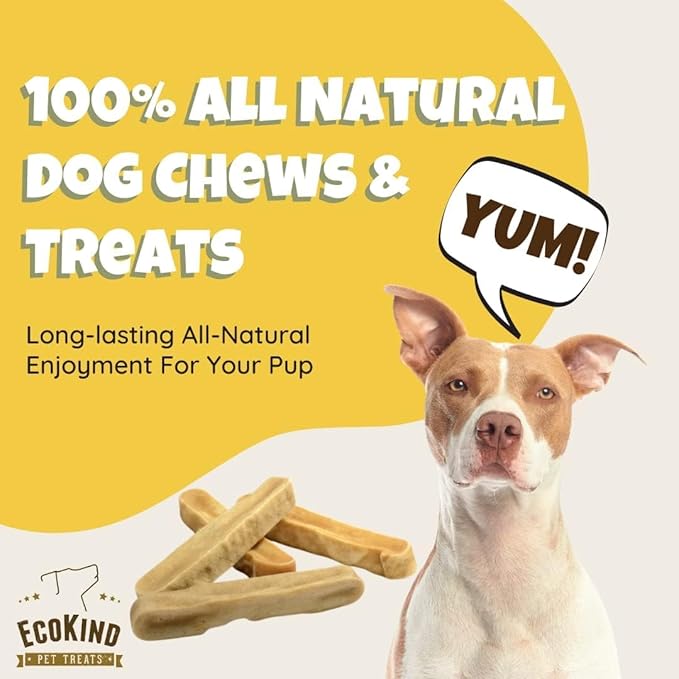EcoKind Premium Gold Yak Cheese Himalayan Dog Chews, Dog Treats Large Breed, All Natural, High Protein, for Aggressive Chewers, Large - 3 Chews-PurrikoPets