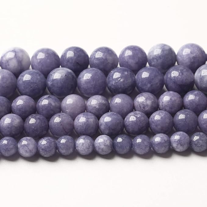 10mm 38pcs Natural Purple Angelite Stone Beads Lavender Gemstone Round Loose Beads for Jewelry Making DIY Bracelet Necklace Earrings