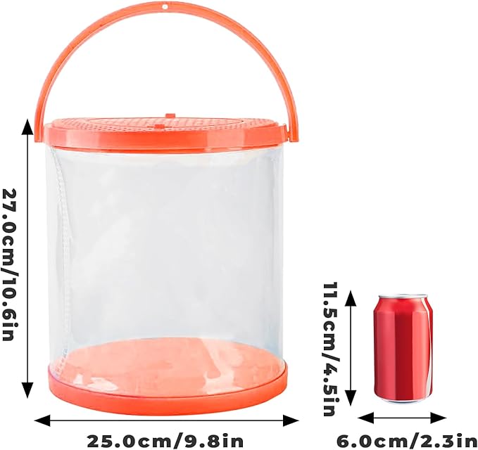 Foldable Small Aquarium, Portable Fish Tank, Fish Transport Container, Plasitc Fish Bowl, Beginner Tank, Great Concept for Catching and Release Critters, Beach, Pool and Lake (Red, Large)-PurrikoPets