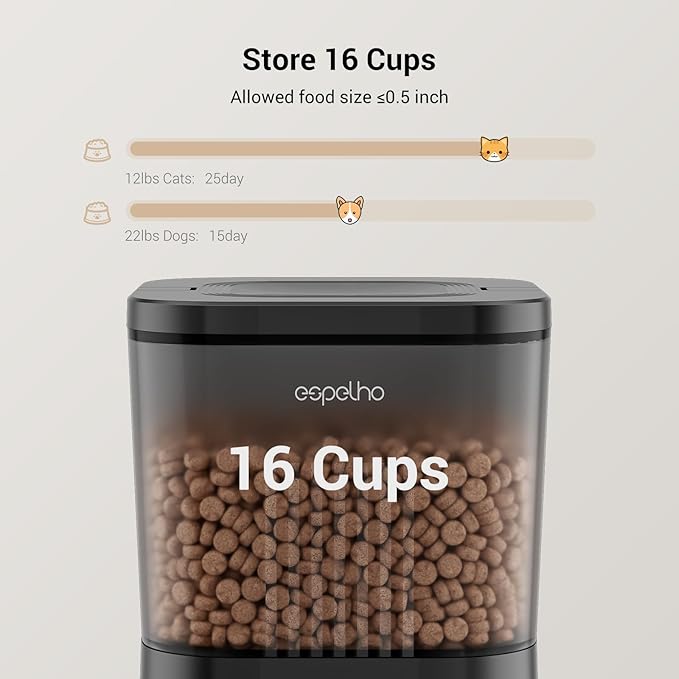 Espelho Automatic Cat Feeders WiFi: Food Dispenser with App Control 2.4Ghz WiFi- Smart Timed Cats Feeder with Voice Recorder| 4L Auto Pet Feeder for Cat and Small Dog- Up to 10 Meals per Day-PurrikoPets