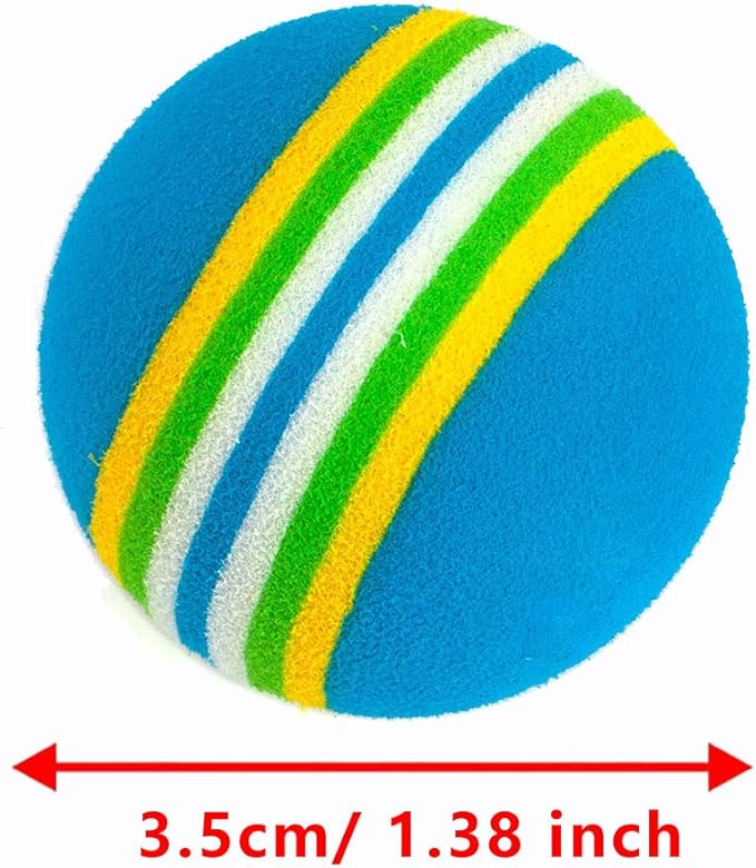 12 Pack 2 Color Rainbow Cat Toy Balls Soft EVA Foam Interactive Indoor Kittens Favorite Toys 1.38" Dia. Small Dogs Puppies Toy Balls Bulk Activity Chase Quiet Play Sponge Ball-PurrikoPets