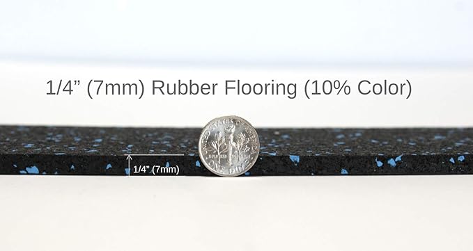 American Floor Mats 1/4in (7mm) Thick 10% Blue/Grey 4' x 8' Heavy Duty Rubber Rolls, Protective Exercise Mats, Home Gym Rubber Flooring-PurrikoPets