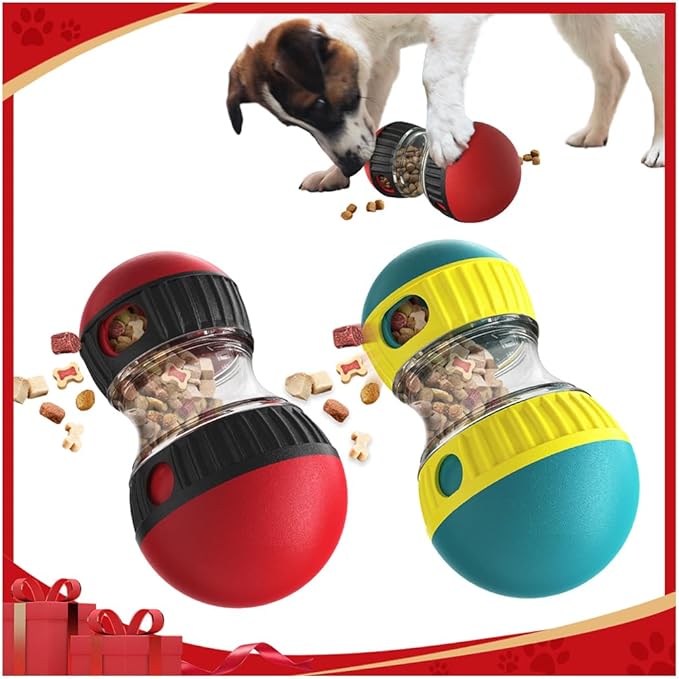 Dog Puzzle Toys, Rolling Treat Dispensing Ball, Brain Stimulation & Slow Feeder, Dog Enrichment Toys to Keep Them Busy (2PCS: Red+Green)-PurrikoPets