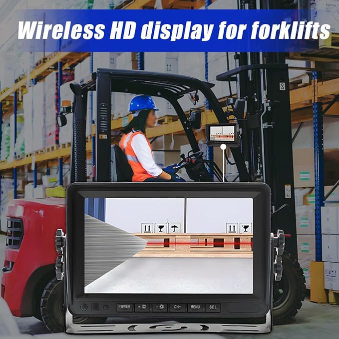7-inch Forklift Reversing Monitor, HD Night Vision 1080P Magnetic Wireless Reversing Camera, Waterproof IP68, IR Laser Positioning Camera for Forklifts, Vans, Trucks and Trailers-PurrikoPets