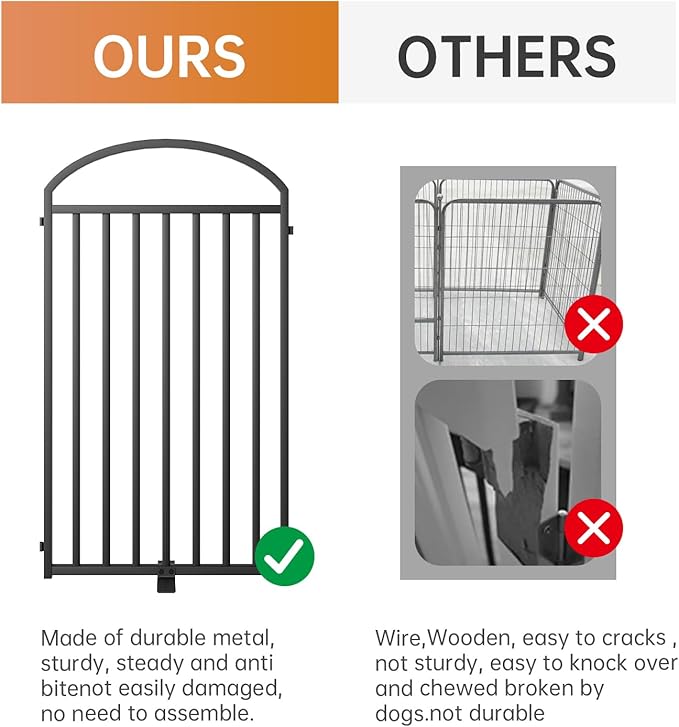 2 Panles Full Matel Freestanding Dog Gates with Door, 48"Extra Wide 36"Tall Free Standing Dog Pet Gate for Indoor & Outdoor. Foldable Pet Fences for Doorways, House, Stairs, Porch, Deck, Yard-PurrikoPets