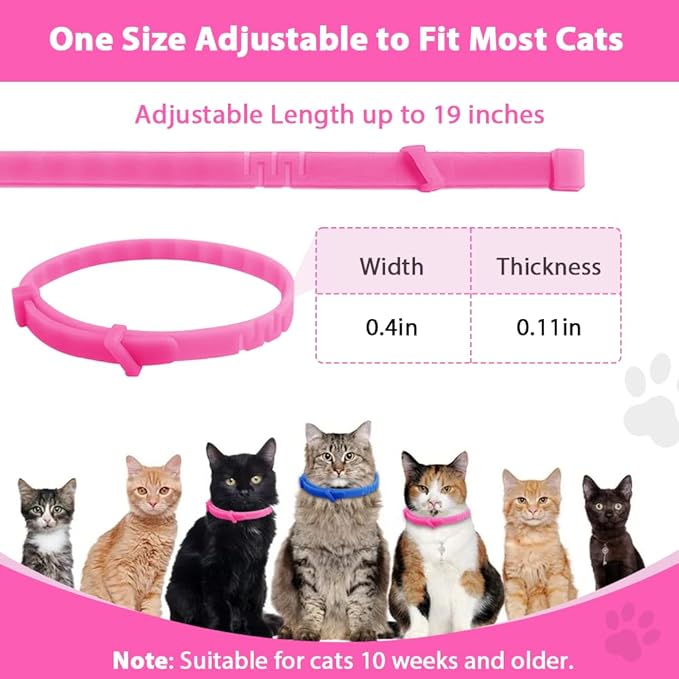 4 Pack Flea and Tick Collar for Cats, Natural Plant Oil Formula Cat Flea Collar Provides 32-Month Protection for Flea & Tick Prevention, Waterproof & Adjustable Cat Flea Treatment for Most Cats-PurrikoPets
