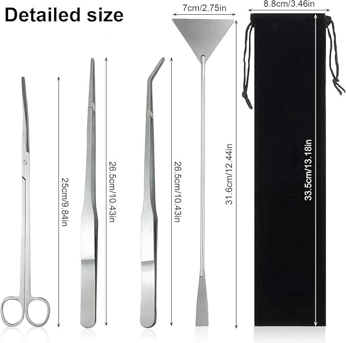 4 in 1 Aquascaping Tools Aquarium Plant Tools Anti-Rust Fish Tank Tools Stainless Steel Tweezers Scissors Spatula for Fish Starter Kits, Aquariums Tank and Terrarium-PurrikoPets