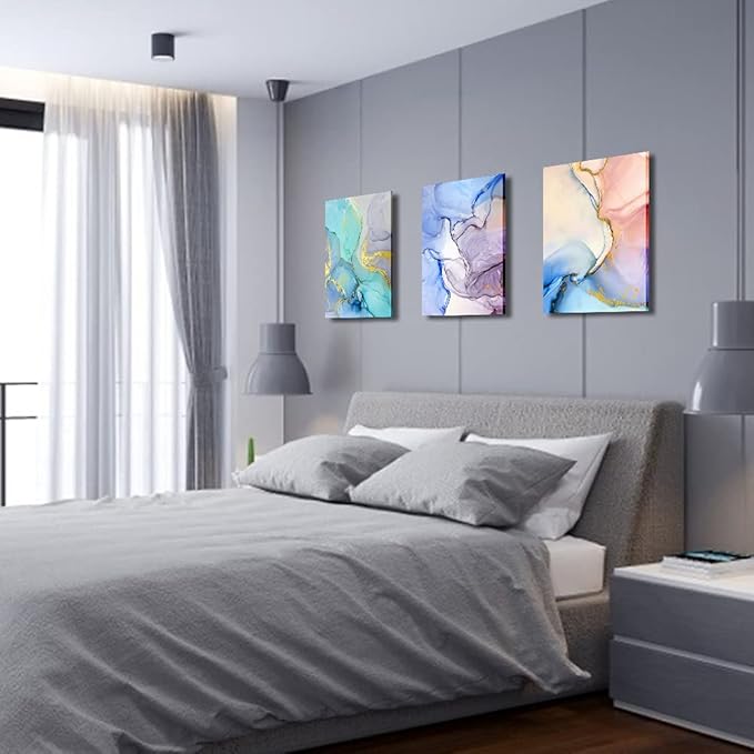 Abstract Wall Decor For Living Room Canvas Wall Art Paintings For Bedroom Colorful Color Abstract Wall Artworks Pictures For Office Kitchen Decoration Bathroom Home Decorations Art 3 Piece 12x16 Inch-PurrikoPets