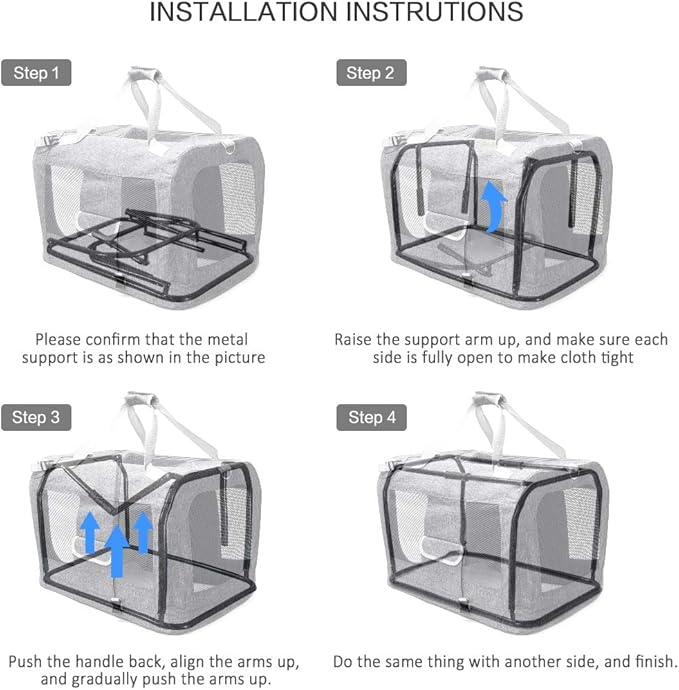 Extra Large Cat Carrier Soft Sided, Portable Small Dog Carrier for 2 Cats, 24"x16.5"x16" Car Travel Folding Comfortable Design with Bowl, Blue-PurrikoPets