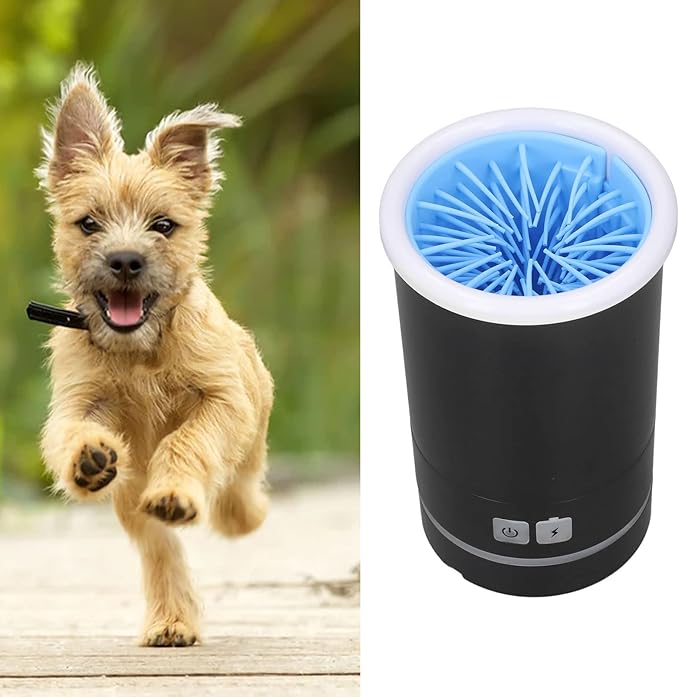 gernie Electric Pet Washer, 2000mAh USB Rechargeable Automatic Dog Washer 2 in 1 Portable Dog Foot Cleaner with Soft Brush for Small Medium Dogs s and Cats-PurrikoPets