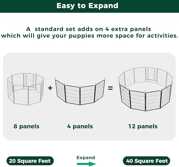FXW Rollick Unleashed Dog Playpen for Indoor, Yard, RV Camping, 40 inch 4 Panels for Medium and Large Dogs, Black│Patented-PurrikoPets