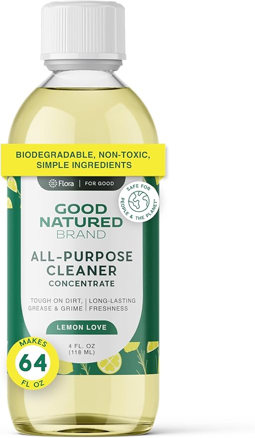 Good Natured Brand All-Purpose Cleaner Concentrate | Multi-Surface Cleaner | Natural Lemon Essential Oil | Multipurpose Cleaner Concentrate All Surfaces | Lemon Love | 4oz makes 64oz-PurrikoPets