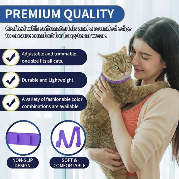 4 Pack Flea Collar for Cats, 32 Months Flea and Tick Prevention for Cats, Waterproof Cat Flea Collar, Natural Cat Flea and Tick Treatment, Adjustable Flea and Tick Collar for Cats Kittens(Grey&Purple)-PurrikoPets