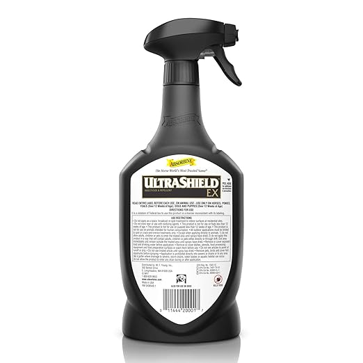 Absorbine UltraShield EX 32oz Sprayer Insecticide, Kills & Repels Flies, Mosquitoes, Ticks, Fleas, Lice, Use on Horses, Dogs, Premises-PurrikoPets