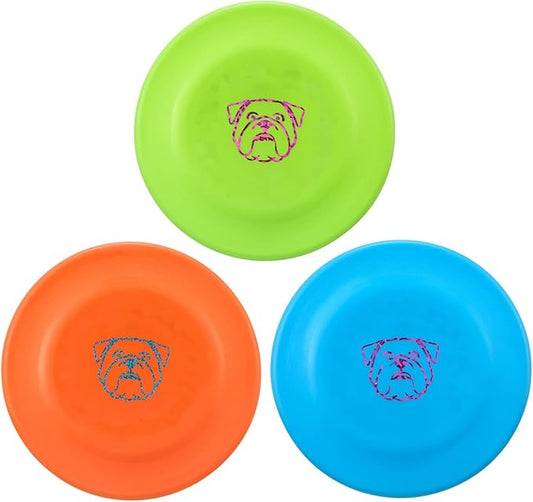 Dog Flying Disc, 3 Pcs Competition Dog Flyer Toy, Soft Indestructible Rubber Lightweight Flying Discs Toy for Dogs - Floats On Water, Gentle On Teeth and Gums-PurrikoPets