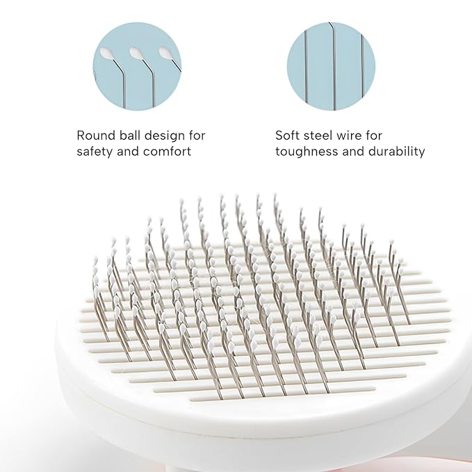 2PCS Pet Grooming Kit, Cat Brushes & Cat Nail Clipper, Cat Grooming Brush for Sedding and Grooming Fur (Pink）-PurrikoPets