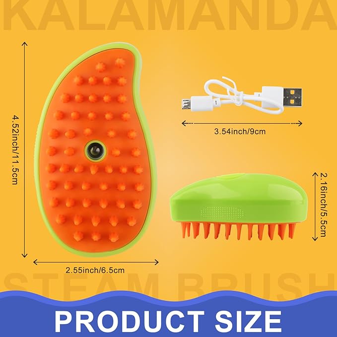 3 in 1 Cat Steamer & Brush - Silicone Massage Grooming Tool, Pet Hair Cleaning Comb for Cats & Dogs (Mango Green)-PurrikoPets