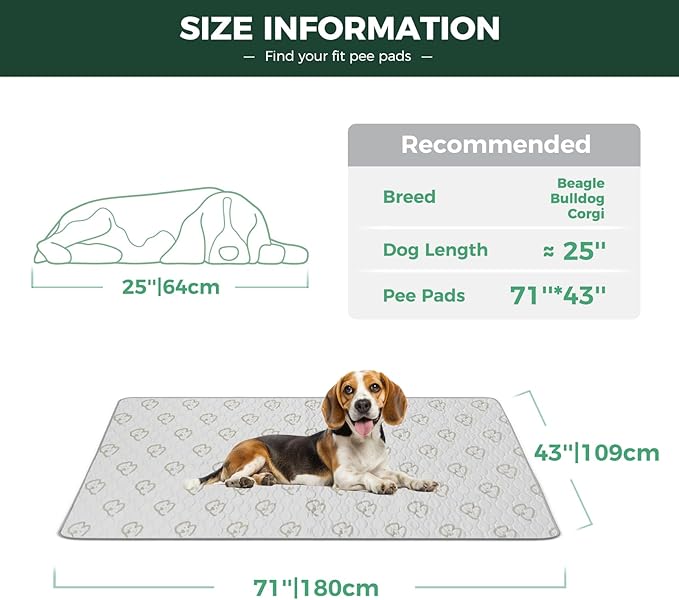 FXW Washable Pee Pads for Dogs, Puppy Pads with Super Absorbent, Specifically Designed for FXW Rollick/Homeplus 32/40/45inch 6 Panels Dog Playpen, 71" × 43" Rectangle, Khaki, 1 Pack-PurrikoPets