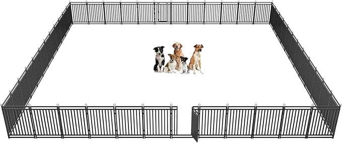 Dog Fence Outdoor Indoor, 40 Inch Height 48 Panels Dog Playpen for Large/Medium/Small Dogs Metal Dog Pen for Yard Camping and RV | Black-Silver-PurrikoPets