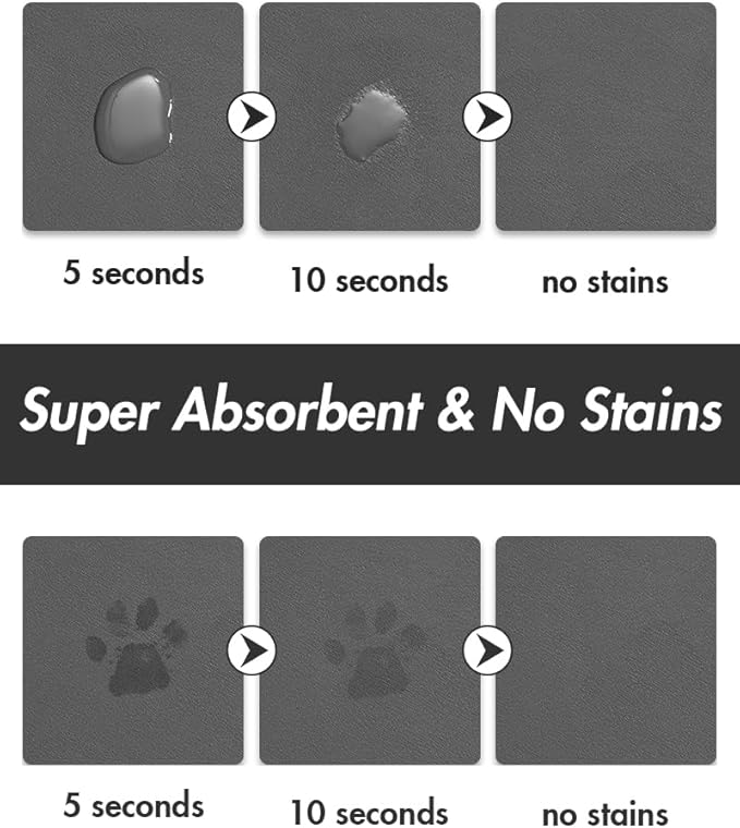 Absorbent Dog Food Mat-Dog Mat for Food and Water Bowl, Quick Dry Pet Food Mat, No Stains Dog Feeding mat, Dog Accessories Pet Supplies Mat-Dog Water Bowl Mat for Messy Drinkers-PurrikoPets
