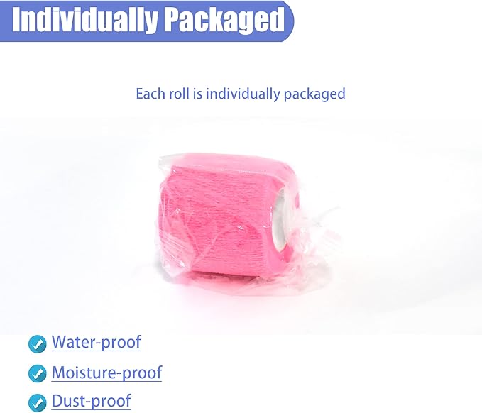 9 Pack 2" x 5 Yards Self Adhesive Bandage Wrap Self Stick Wrap for Ankle, Wrist, Finger, Sports, Breathable Cohesive Vet Tape for Pets (Pink)-PurrikoPets