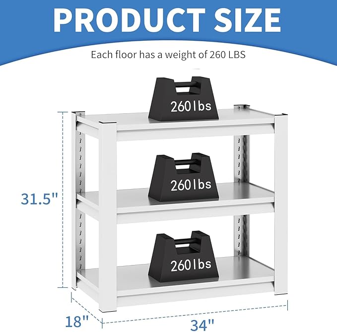 Fish Tank Stand White,3-tier Rack Shelf heavy duty Metal Frame Aquarium Stand 20 Gallon,Reptile Terrarium Stand for 30 Gallon Long Aquarium,Reptile Tank Stand,Breeder Tank Stand,31.5"*18"*34"-PurrikoPets