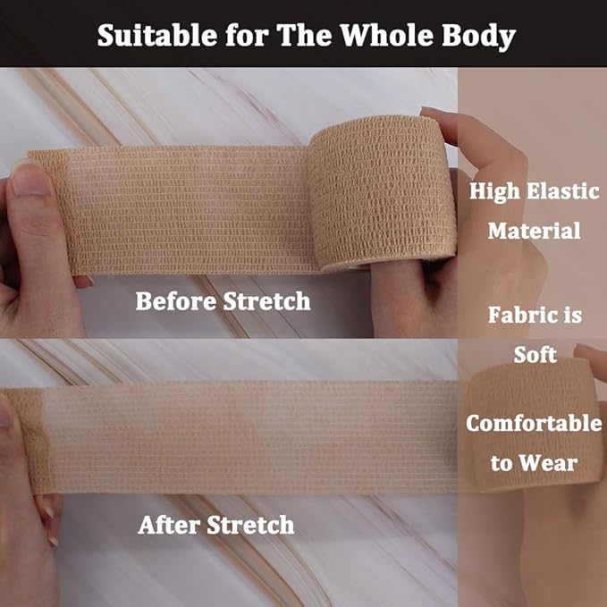 24 Pack Breathable Self Adherent Wrap, Athletic Elastic Non Woven Cohesive Bandage for Sports, First Aid Medical, Wrist, Ankle Sprains, Swelling and Vet Wrap 2 Inch 5 Yards (Rainbow Color).-PurrikoPets