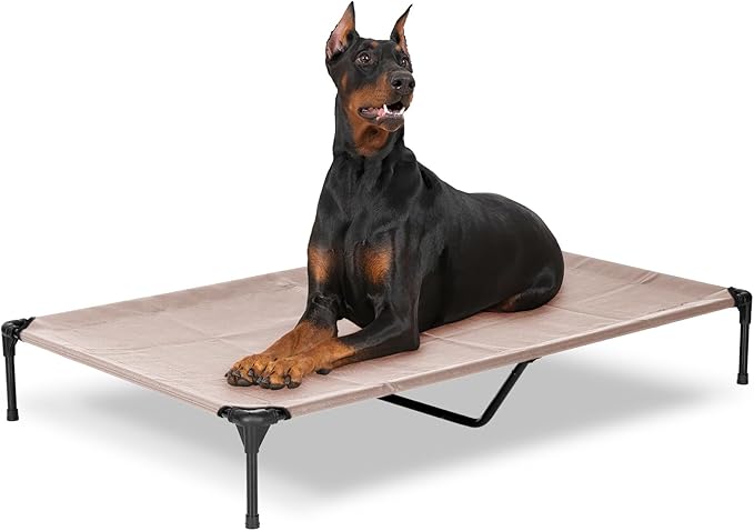 Elevated Dog Bed for Outdoor, XXL Raised Dog Cot Indestructible with Washable Mesh, Cooling Summer Pet Cot Chew Proof for Outside Camping Travel, 59"x36" Grey-PurrikoPets