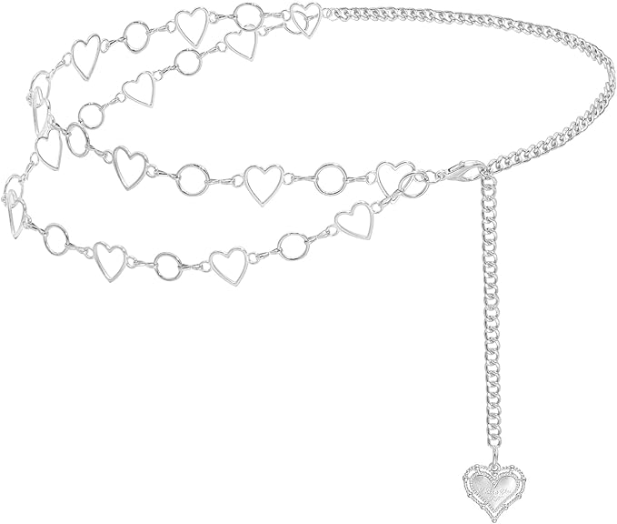 Metal Waist Chain Women - Love Hearts Pendant Adjustable Link Belt