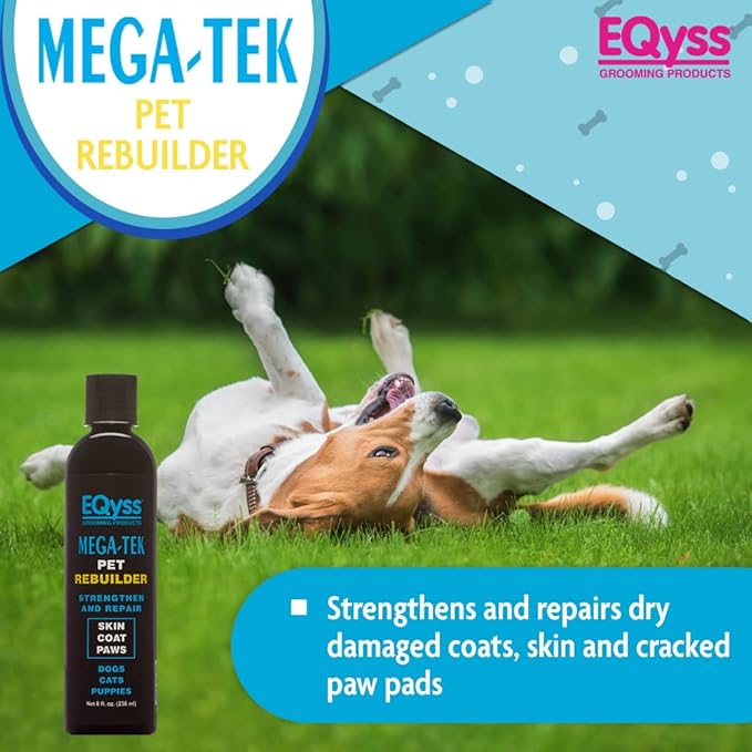 EQyss Mega-Tek Pet Rebuilder - Strengthen & Repair Dry Damaged Coat, Nose, Skin, Cracked Paw Pads - Safe for Dogs, Cats, & Puppies, pH Balanced (8 oz)-PurrikoPets