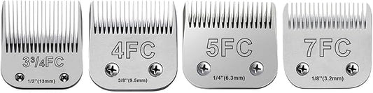 10 Blades for Dog Grooming Blades Compatible with Andis,Oster A5,Wahl km10 Dog Clippers,Size-#10, 1/16-Inch Cut Length (4PCS-#3FC+4FC+5FC+7FC)-PurrikoPets