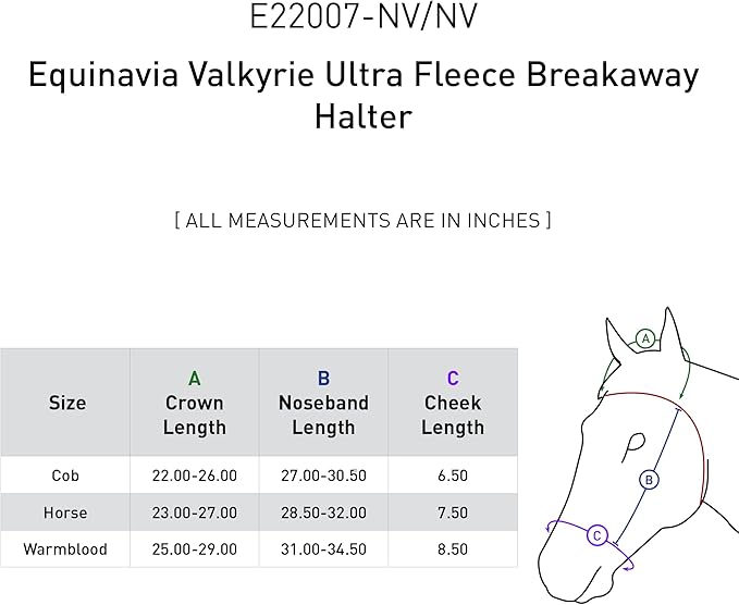 Equinavia Valkyrie Soft Ultra Fleece Padded Adjustable Breakaway Horse Halter - Navy/Navy - Horse-PurrikoPets