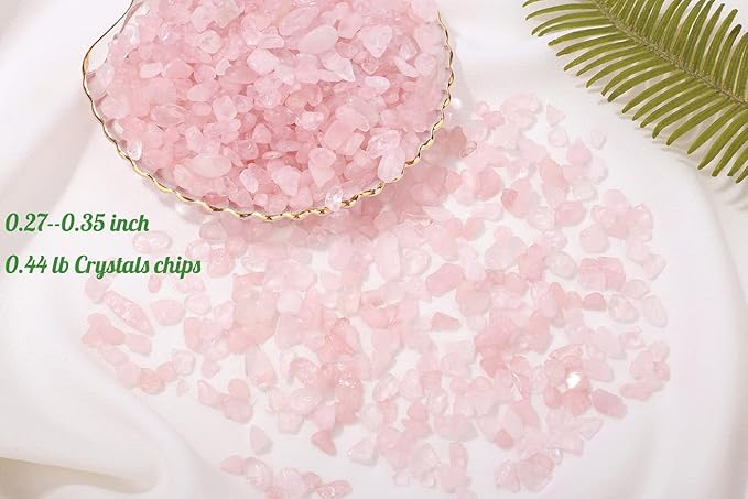 1lb Rose Quartz Aquarium Gravel Rocks Natural Tumbled Healing Crystal Chips Bulk Gemstones Tumbled Crushed Stones for Fountain Vase Filler Planters Decorative Fish Tank Potted Reiki Energy Balancing-PurrikoPets