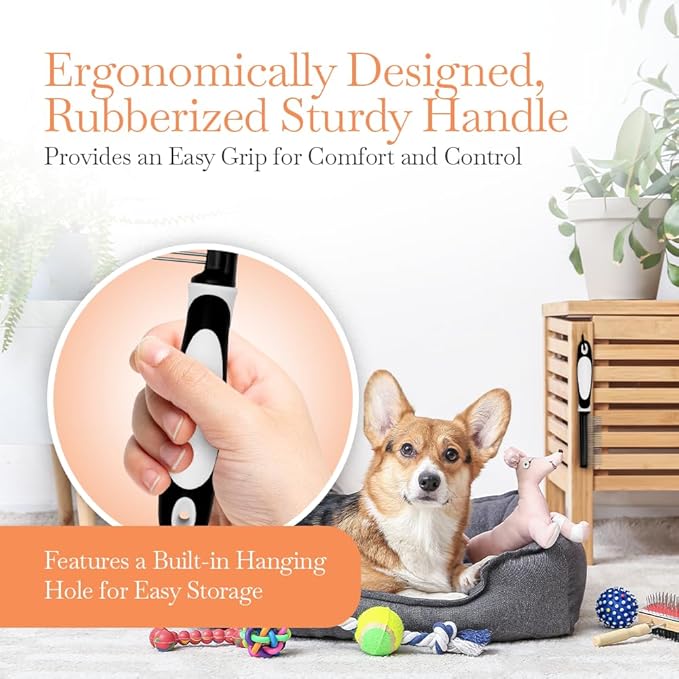 Fuller Brush Single-Sided Pet Comb - 25 Rust-Resistant Stainless Steel Pins - Ergonomic Rubberized Easy Grip Handle - Remove Tangles, Mats & Reduce Loose Hair - Tool for Grooming Dogs & Cats-PurrikoPets